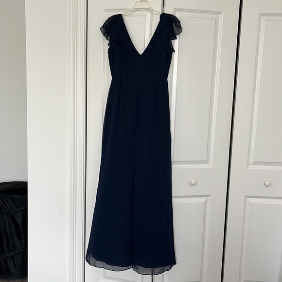 AFTER SIX Midnight Ruffle Sleeve V Neck Mermaid Dress with Slit - Picture 11 of 11